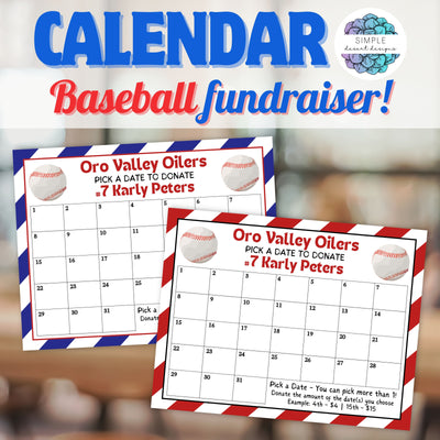 customizable calendar fundraiser template for baseball teams budget priced affordable