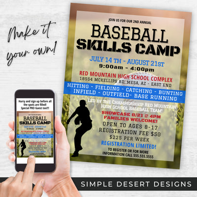 customizable baseball camp fundraising flyer templates