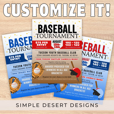 fully customizable baseball tournament fundraiser flyers for clubs schools and summer camps