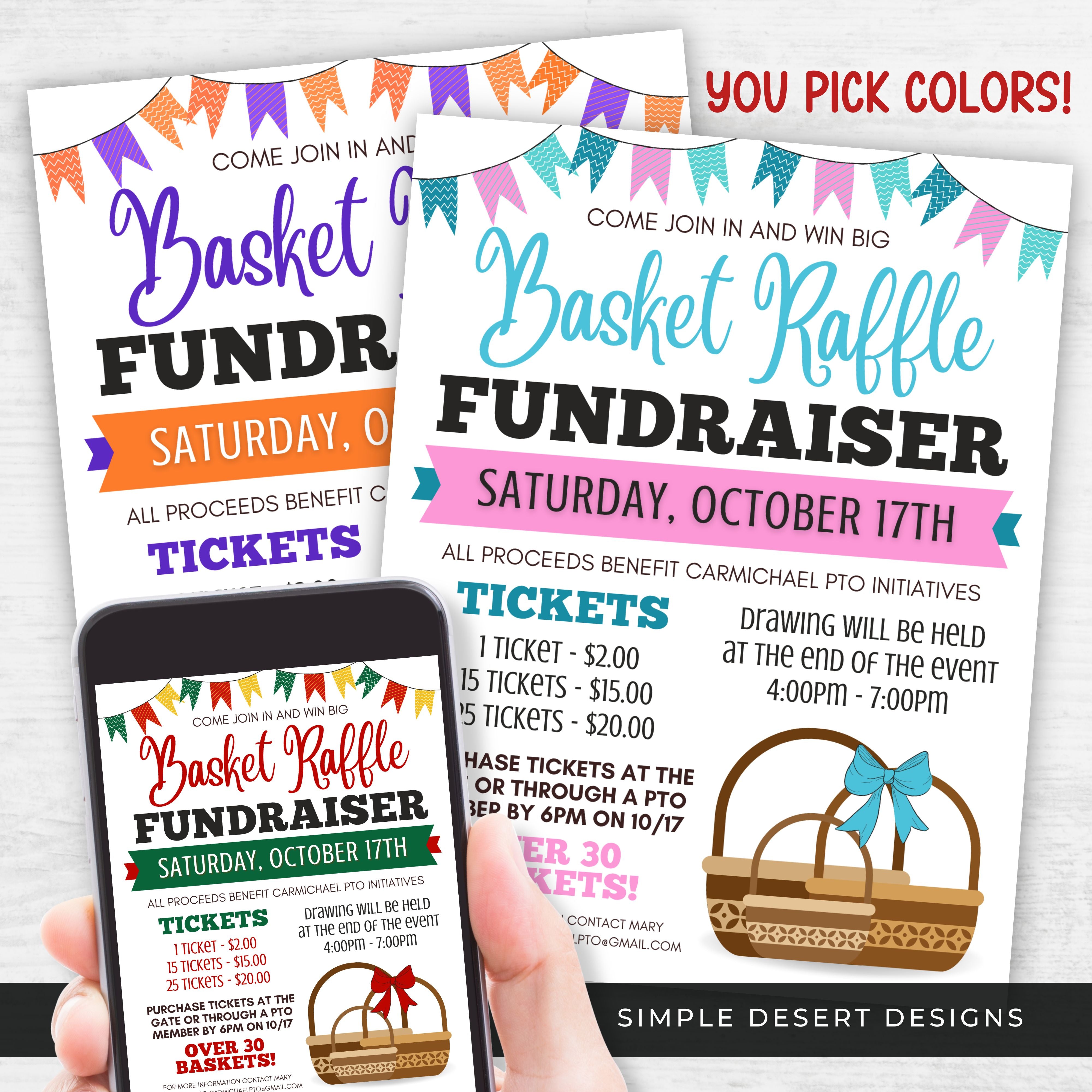Simple Raffle Flyer Basket Raffle Flyer Editable Template – Simple Desert Designs