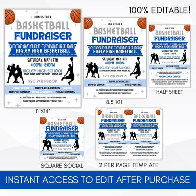 basketball charity fundraiser party flyer bundle