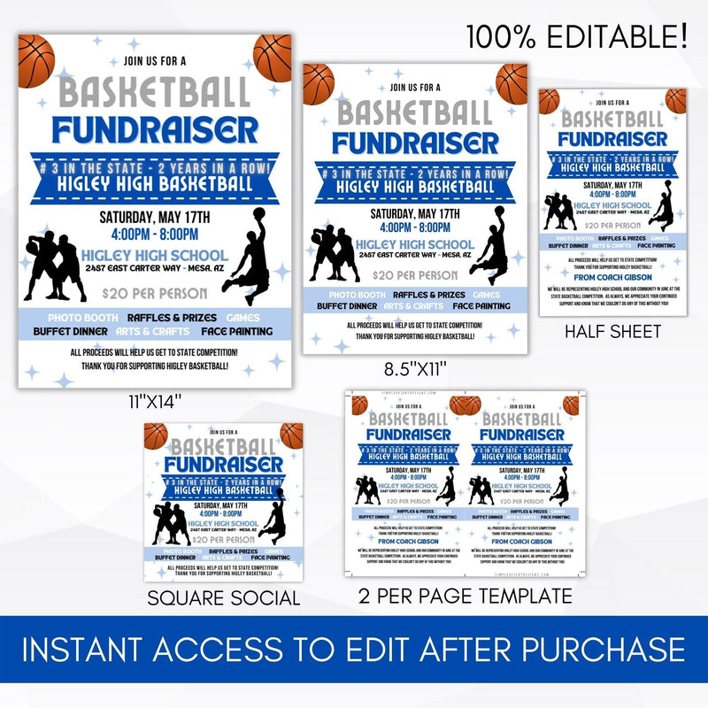 basketball charity fundraiser party flyer bundle