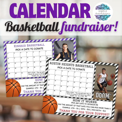 fully customizable cash calendar fundraiser template for basketball teams