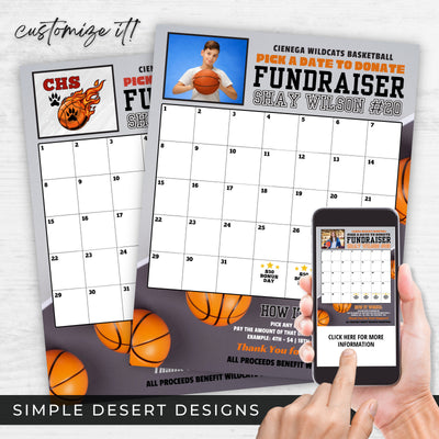 calendar fundraiser template for basketball teams and competitive basketball clubs