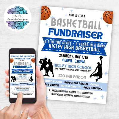 baskeball fundraiser flyers in multiple sizes digital and printed