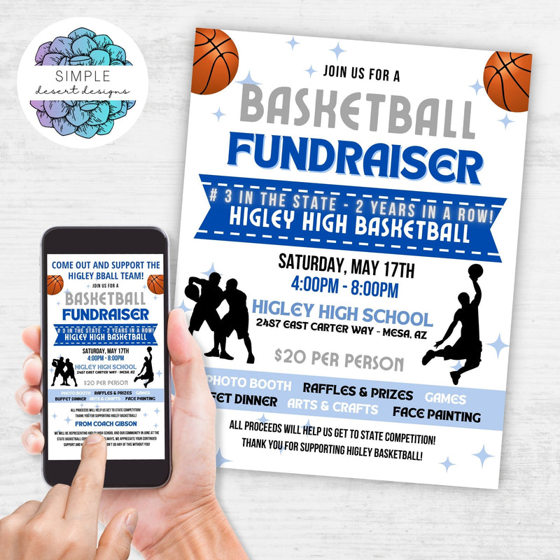 baskeball fundraiser flyers in multiple sizes digital and printed