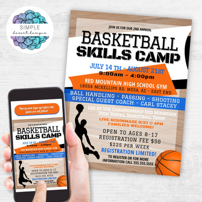 basketball summer camp flyers for advertising promotions