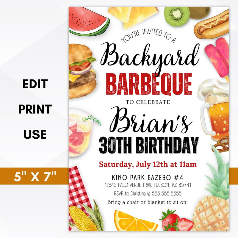 barbeque birthday party invitation