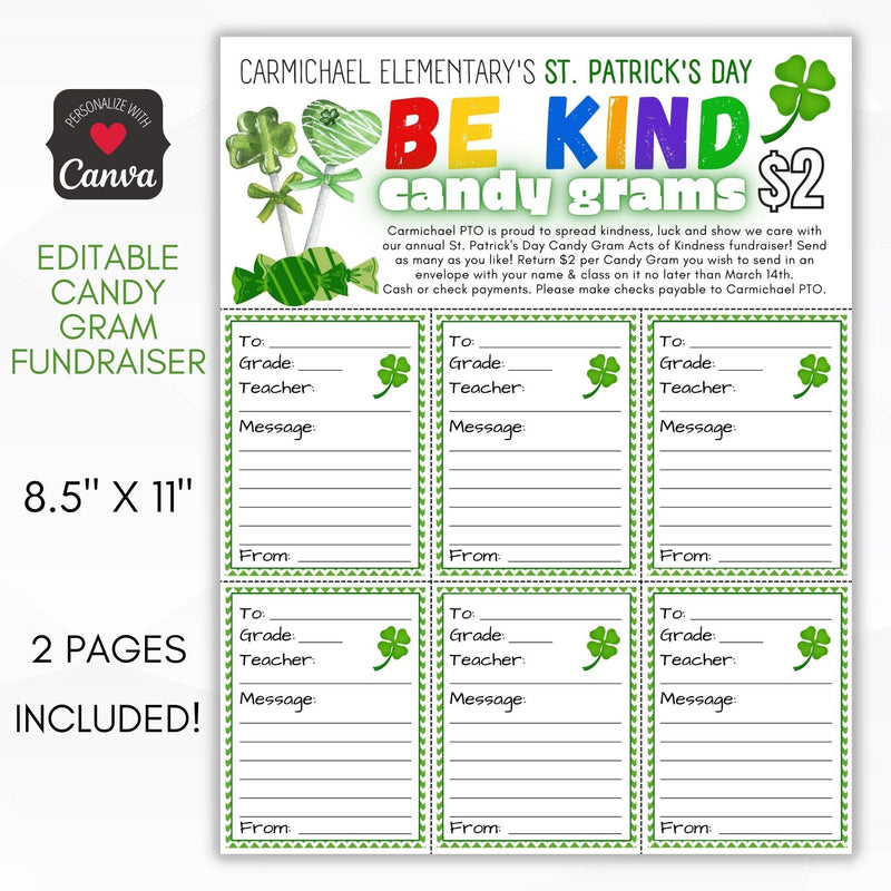Be Kind Candy Gram Fundraiser Sheet