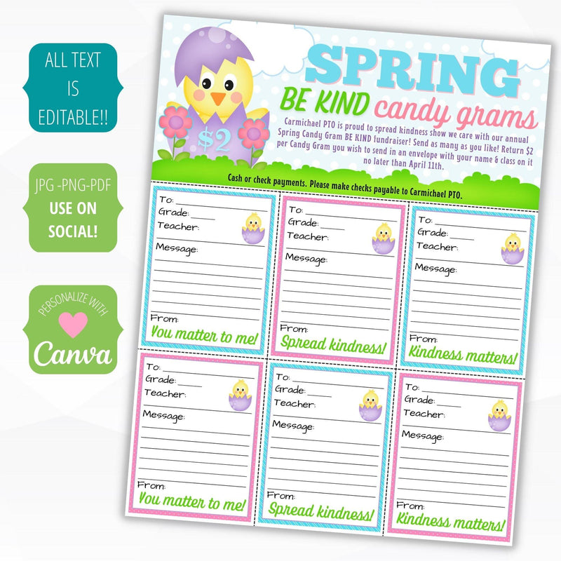 Spring Candy Sign Be Kind Spring Candy Grams – Simple Desert Designs