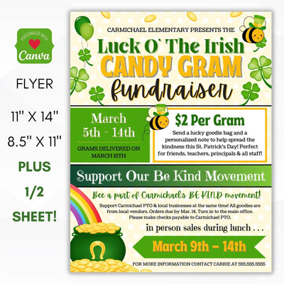 St. Patrick's Day candy gram fundraiser flyer