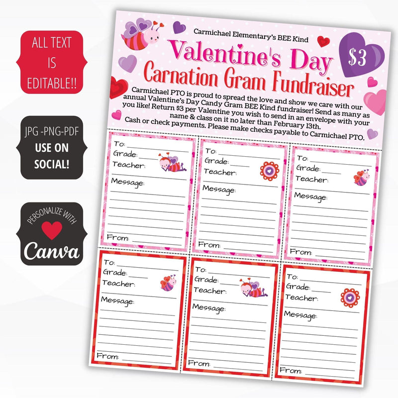 editable valentines grams fundraiser
