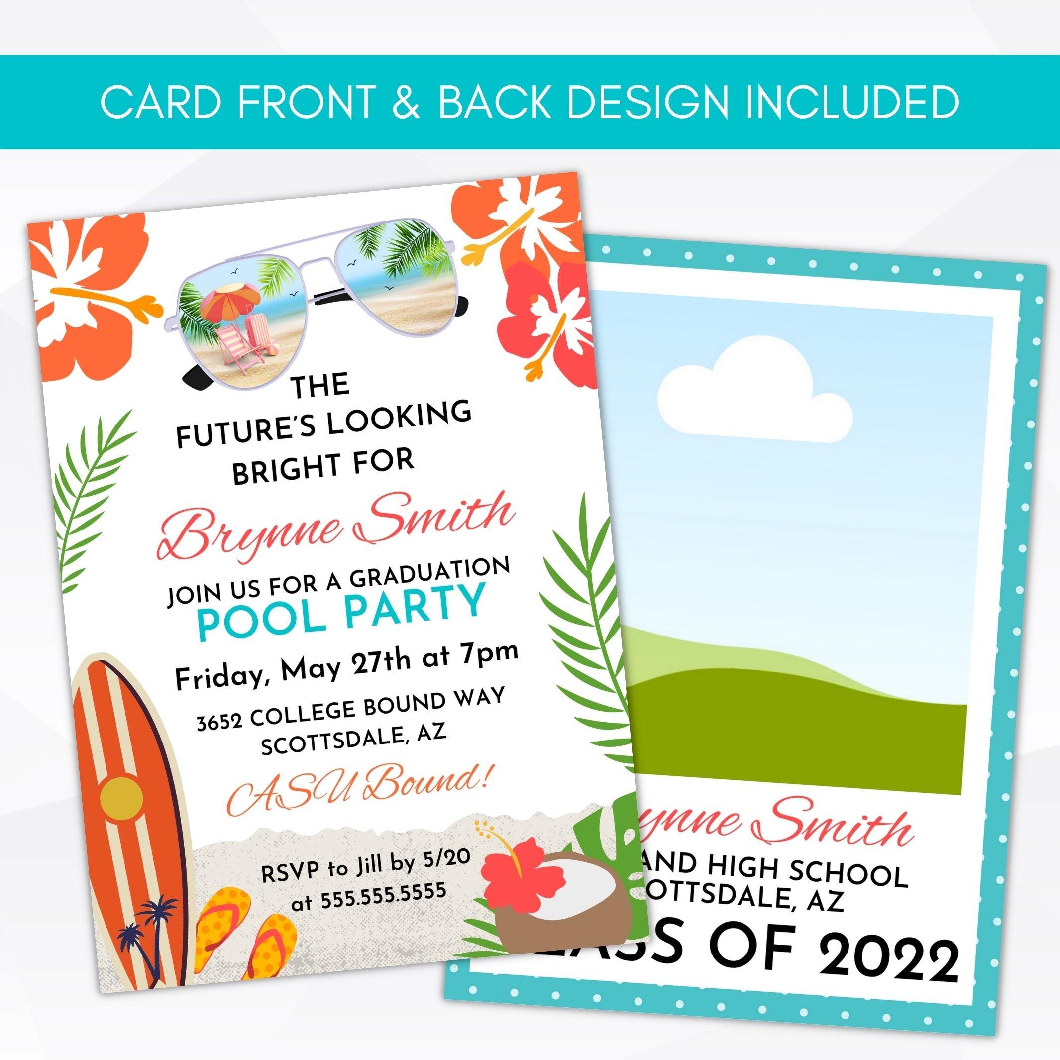 photo graduation announcement invitation pool party middle school high school