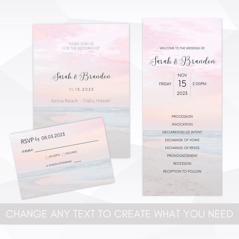 printable wedding invitation template set