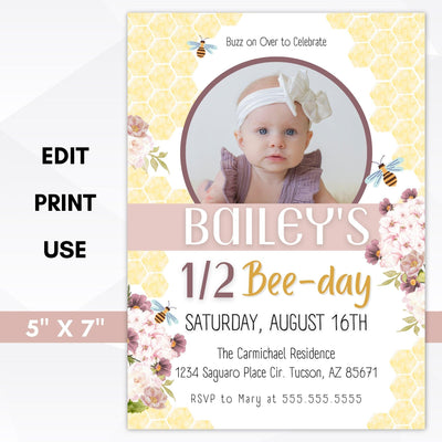 bee birthday invitation