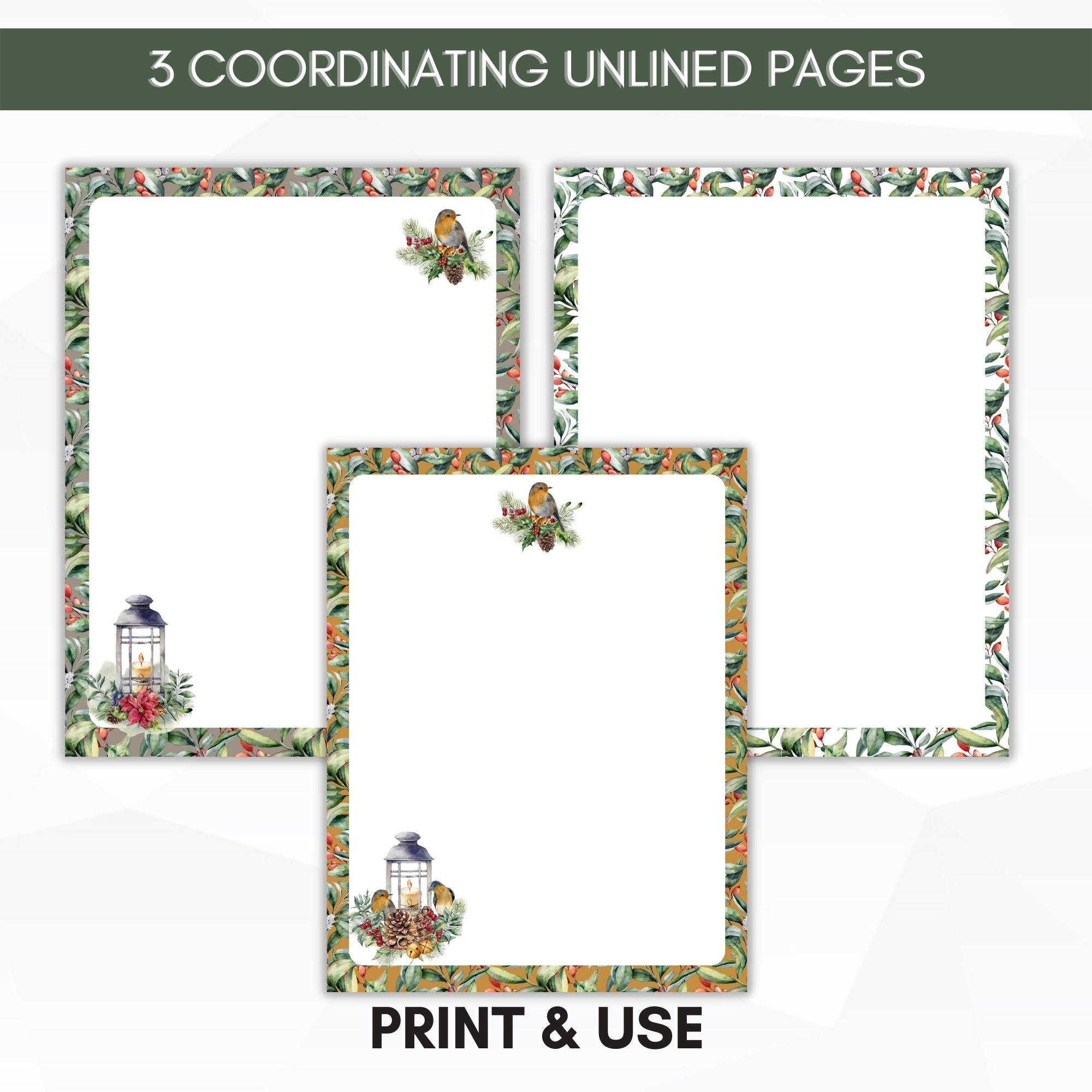unlined christmas journal paper