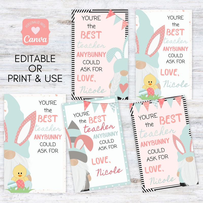 favor tags printable easter gift tags for student, teacher, nurse, coworker or bunny themed party favors