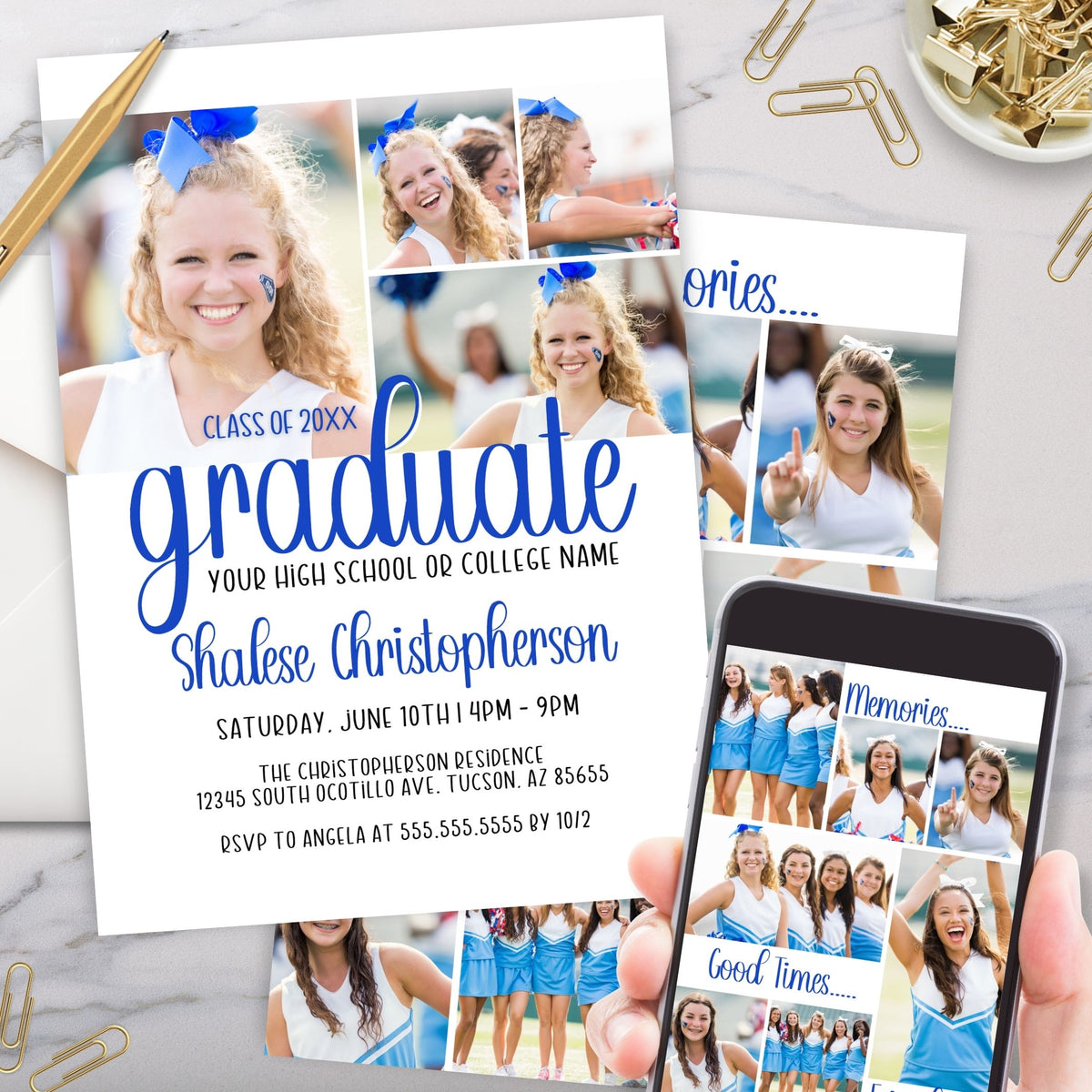 Friends Photo Collage Graduation Invitation Template - Simple Desert ...