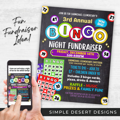 bingo fundraiser flyers for any school or game night fundraising event