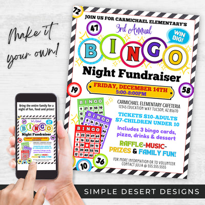 customizable bingo night fundraiser flyer