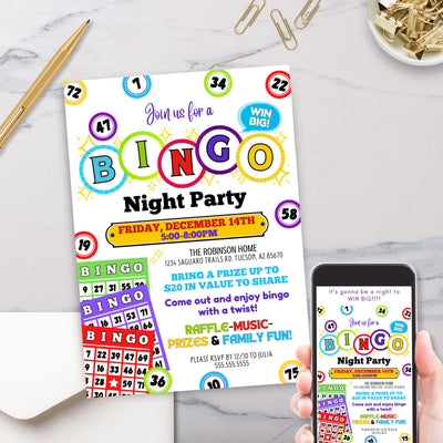 personalized bingo night party invitation