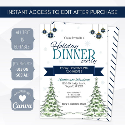 holiday dinner party invitation template