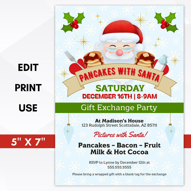 pancakes with santa party invitation