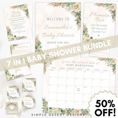 7 listing baby shower bundle for all-in-one bohemian gender neutral baby shower