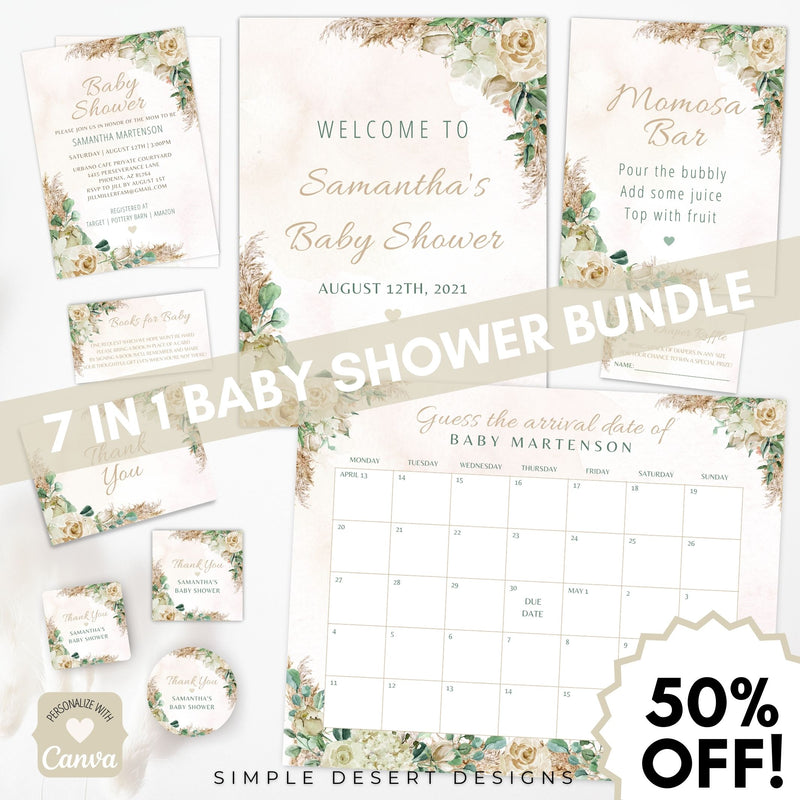 7 listing baby shower bundle for all-in-one bohemian gender neutral baby shower