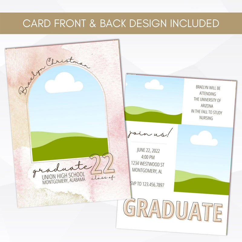 printable graduation party invitation boho high school college university grad invite template