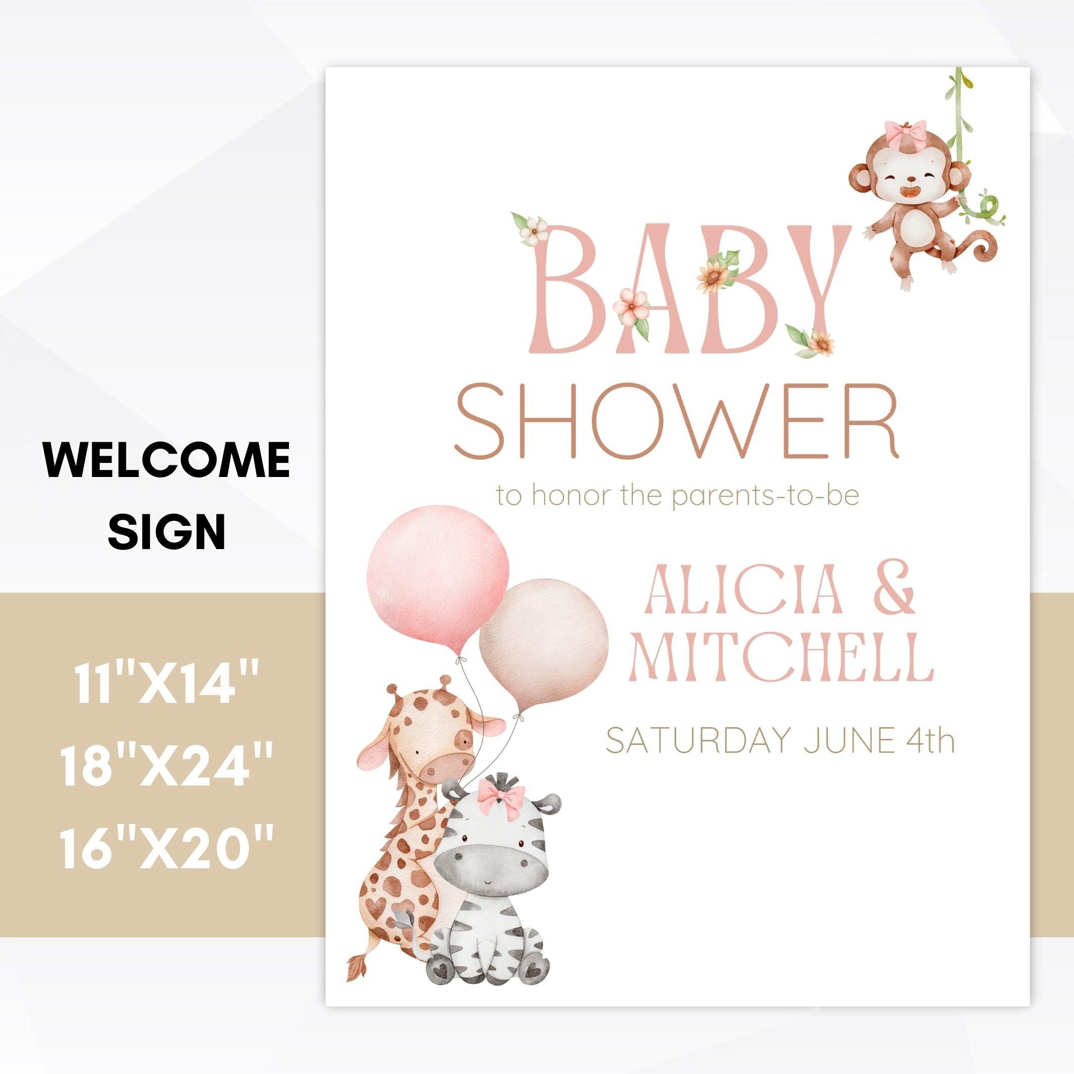 giraffe baby shower welcome sign