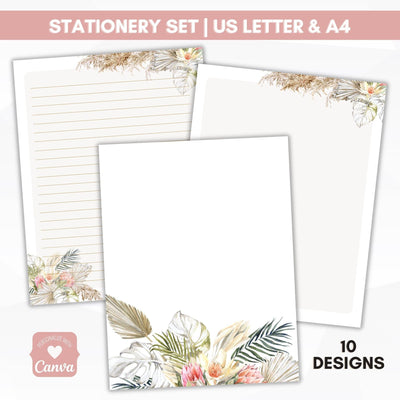 pampas grass  stationery journal paper lined and unlined