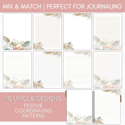 tropical floral stationery paper set printable
