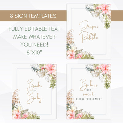 bohemian baby shower table sign set