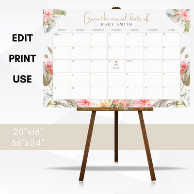 bohemian due date calendar bundle