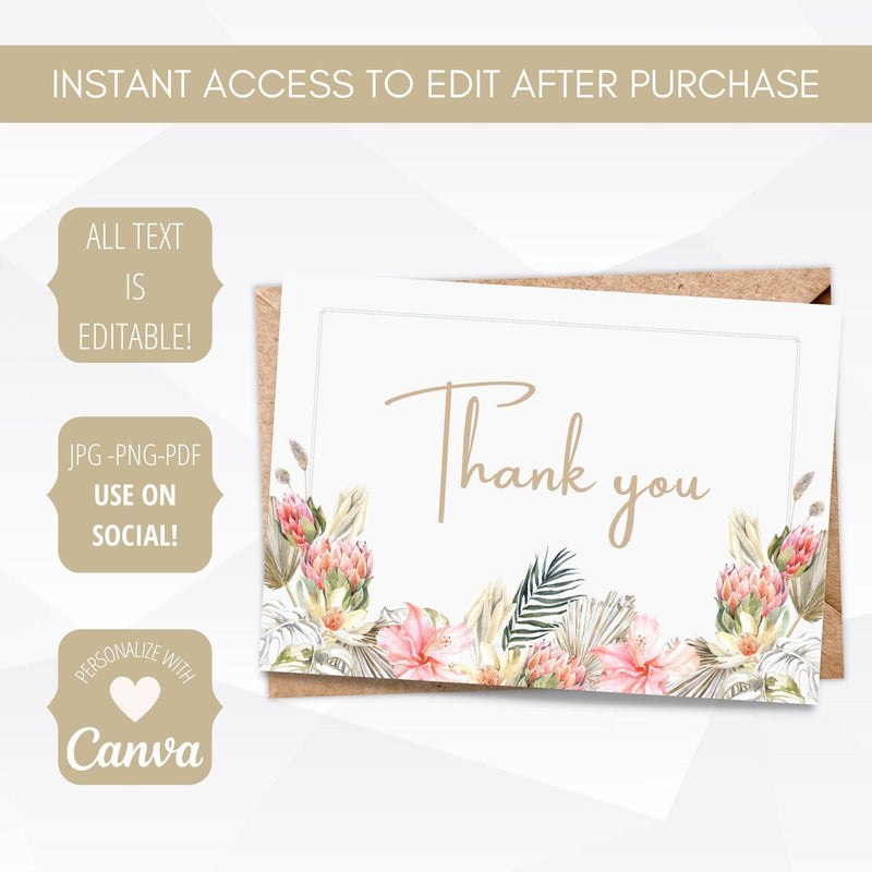 bohemian thank you note card bundle