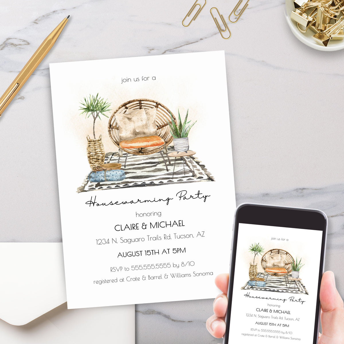Boho Housewarming Invitation Template - Simple Desert Designs