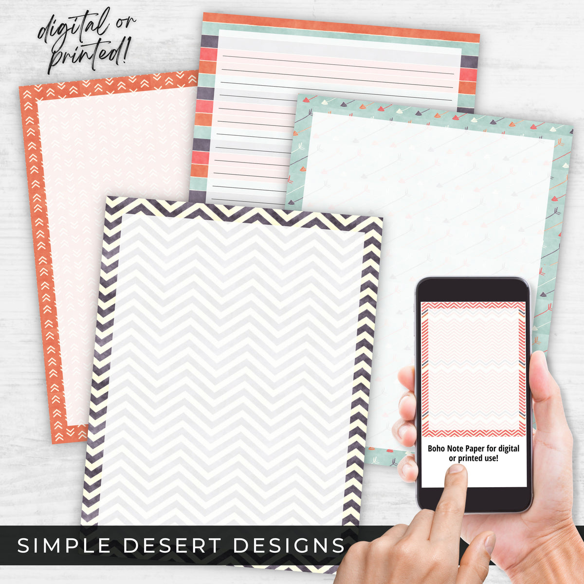 Boho Journal Paper Stationery Set - Simple Desert Designs