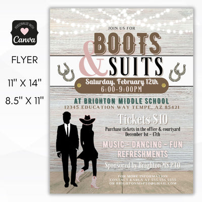 boots and suits barn dance invitation flyer
