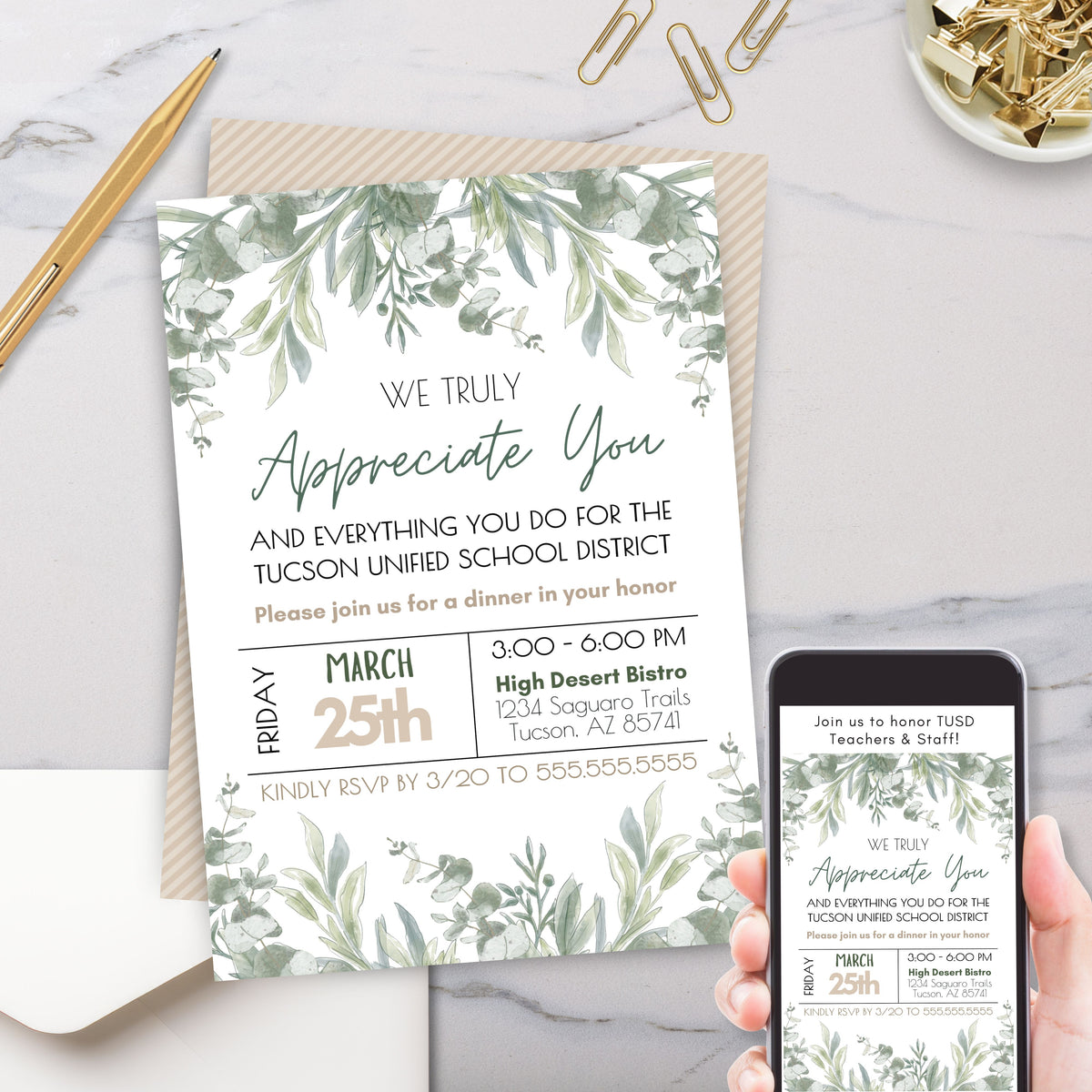 Botanical Staff Appreciation Invitation - Simple Desert Designs