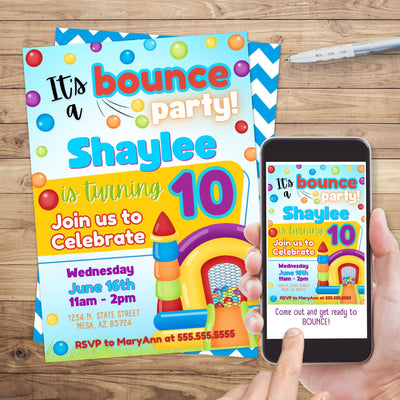 personalized bounce house party invitation for any age or event