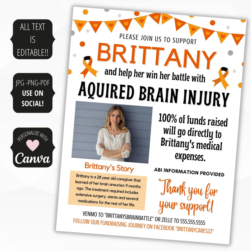 virtual fundraiser for brain injury victims flyer digital and printed