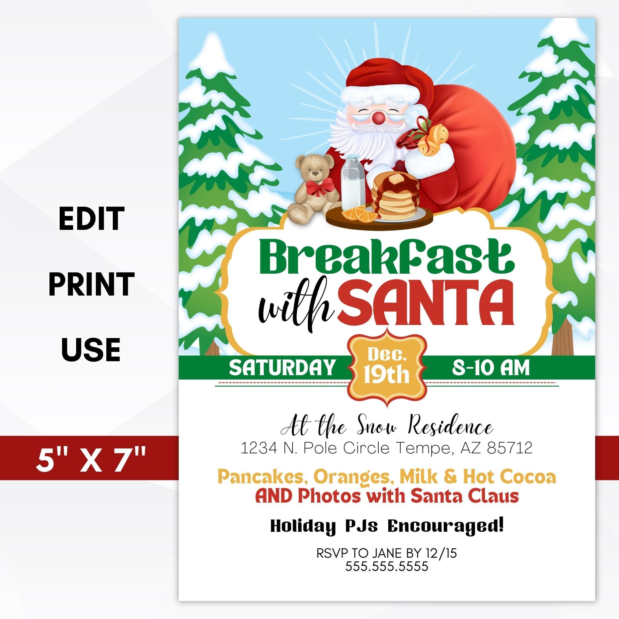 breakfast with Santa party invitation