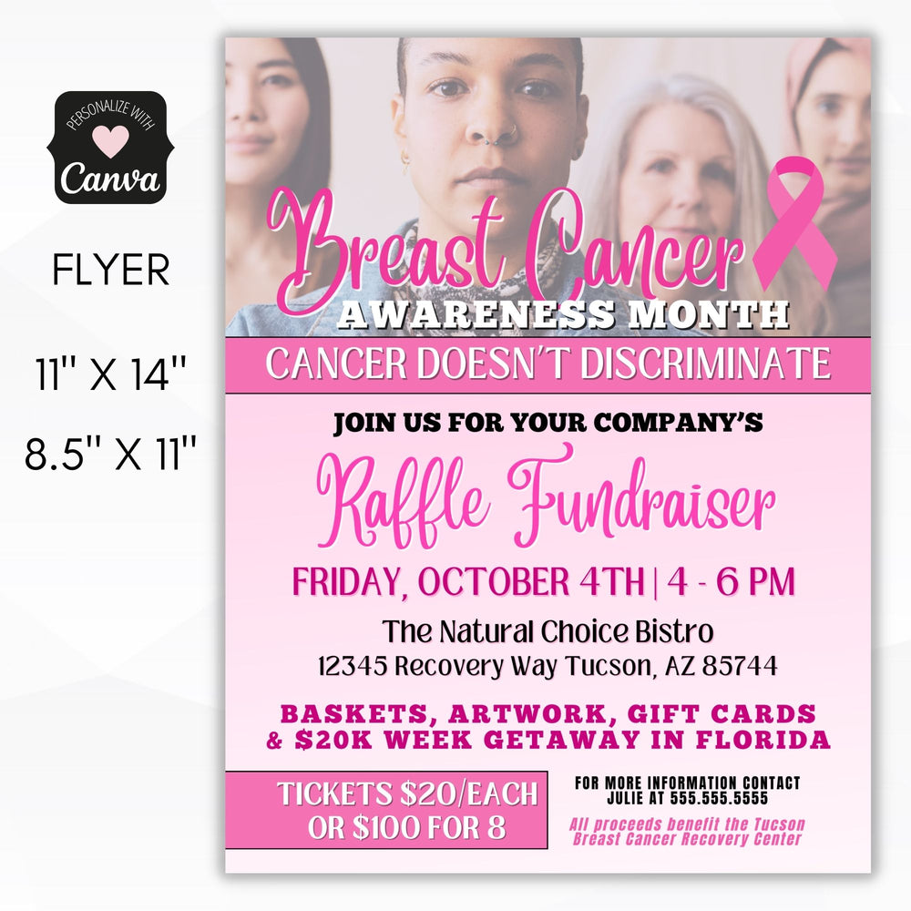 Cancer Raffle Posters Breast Cancer Awareness Fundraiser Flyers | Simple Desert Designs