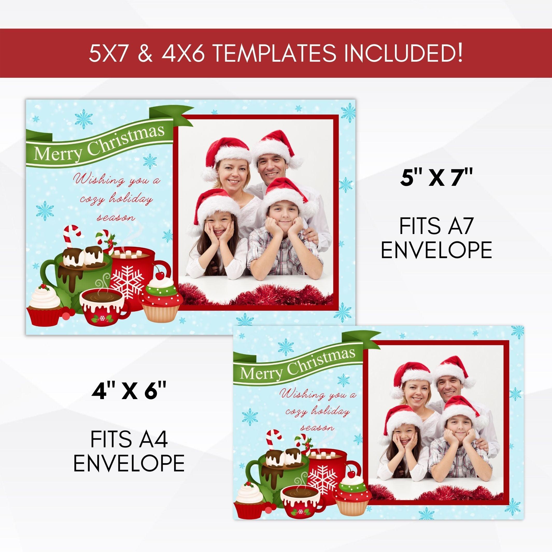 editable photo merry christmas hot cocoa card