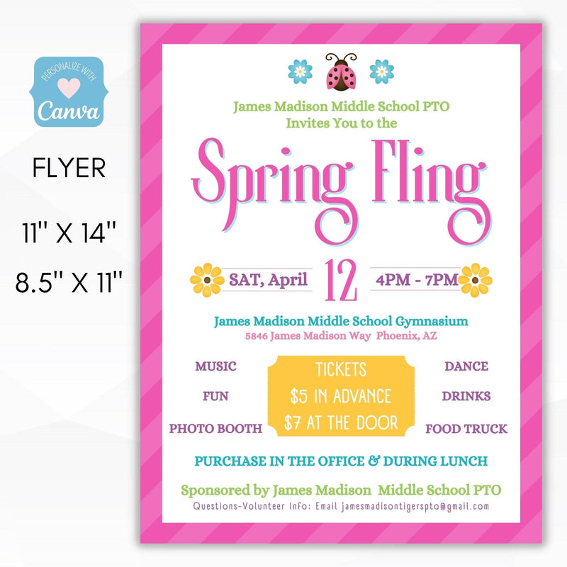 spring fling daddy daughter dance flyer set editable templates