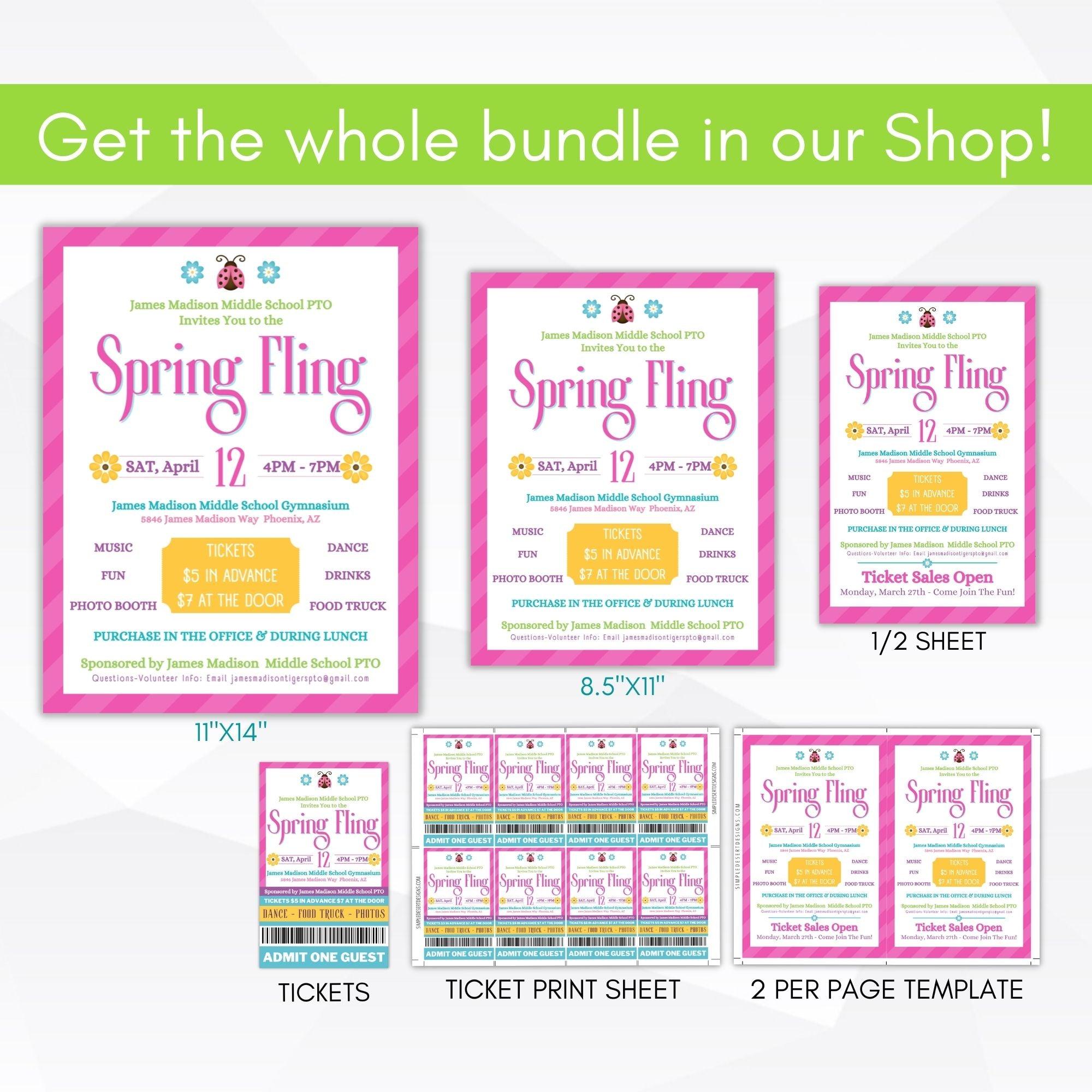 spring fling invitation template daddy daughter dance editable template school pto church community center