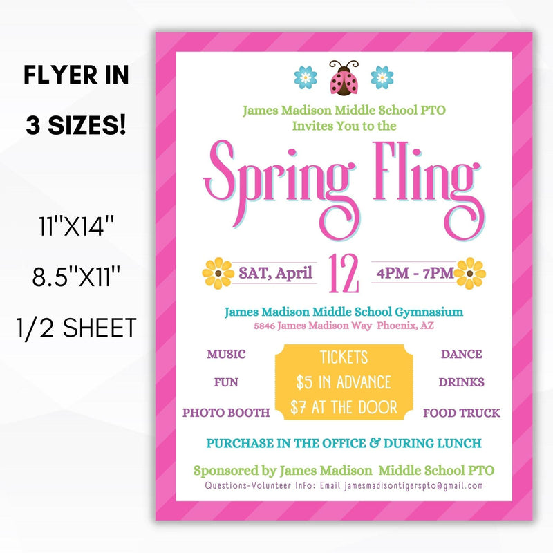 spring dance craft fair bazaar festival invitation flyer set school pto community church printable