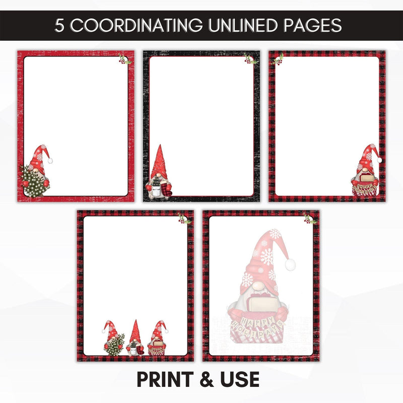 unlined christmas gnome journal paper