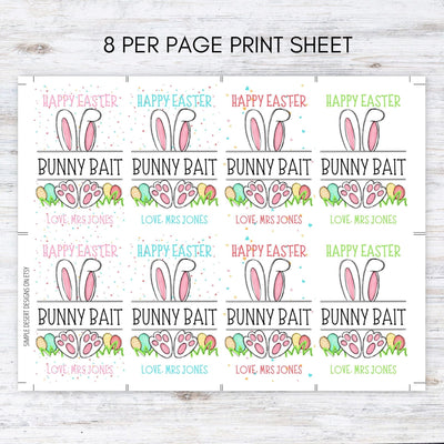 bunny bait egg hunt favor tags bunny food treat bag personalized Easter favor tag